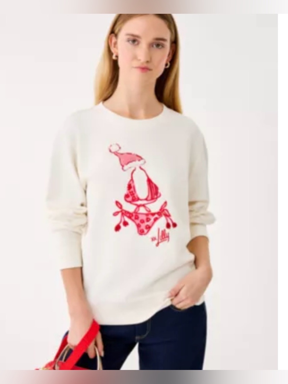 Lilly Pulitzer Crewneck Sweatshirt Coconut Festive Frocks Bikini stitching NWT
